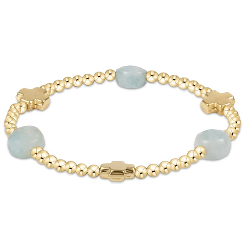 enewton signature cross admire gold pattern 3mm bead bracelet - aquamarine