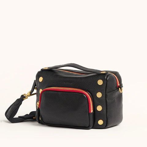 Hammitt Evan Crossbody Small Cargo Black/Brushed Gold Red Zip Crossbody