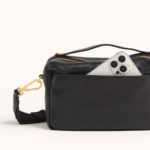Hammitt Evan Crossbody Small Cargo Black/Brushed Gold Red Zip Crossbody