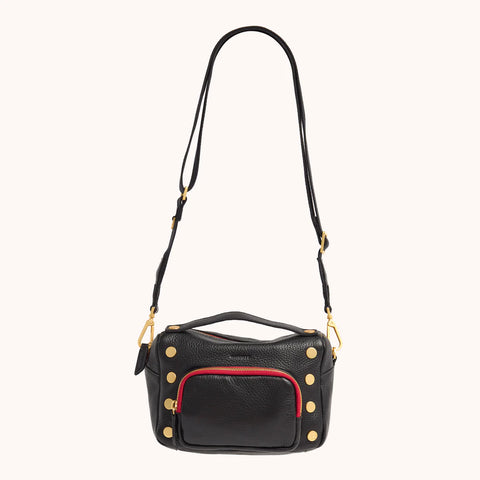 Hammitt Evan Crossbody Small Cargo Black/Brushed Gold Red Zip Crossbody