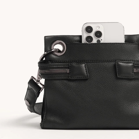 Hammitt Tony Signature Small Black/Gunmetal Crossbody
