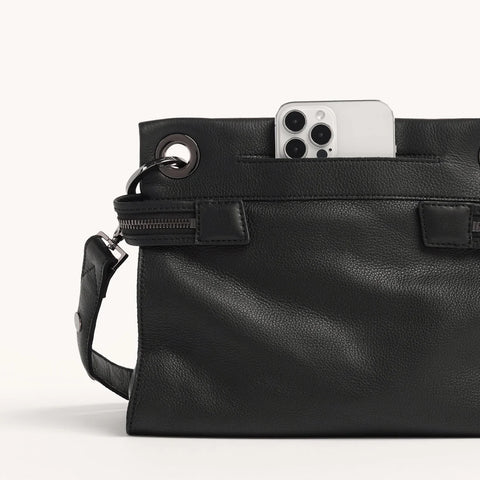 Hammitt Tony Signature Medium Black/Gunmetal Crossbody