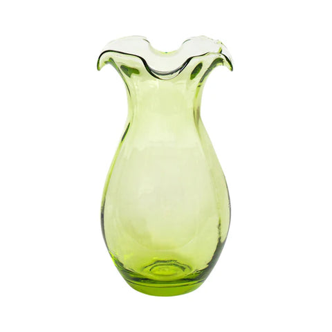 Vietri Hibiscus Glass Vertical Green Fluted Small Vase