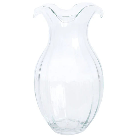 Vietri Hibiscus Glass Vertical Clear Fluted Large Vase