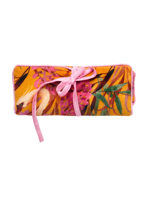Powder Jewelry Roll - Oriental Crane Ochre Pink