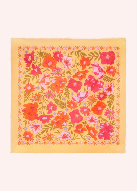Powder Cotton Bandana - Sketched Florals Mustard