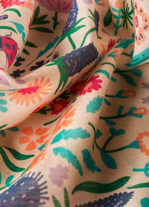Powder Cotton Bandana - Wildflowers Coconut Cream