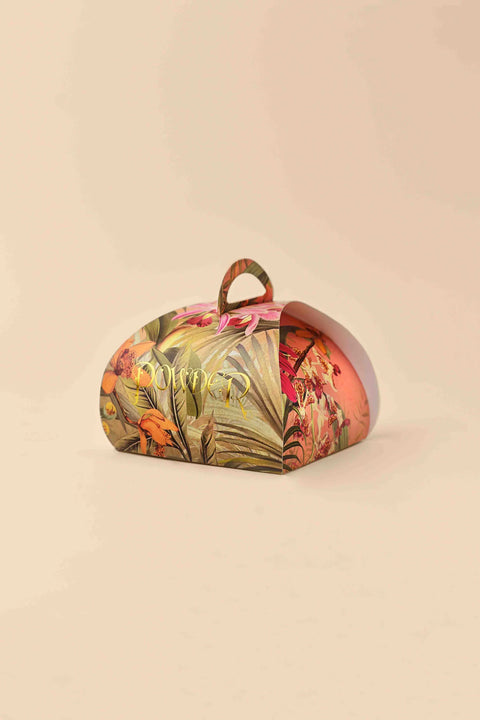 Powder Embroidered Barette - Mustard Floral Vine