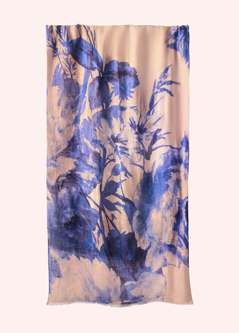 Powder Linen/Cotton Scarf - China Blue Blooms