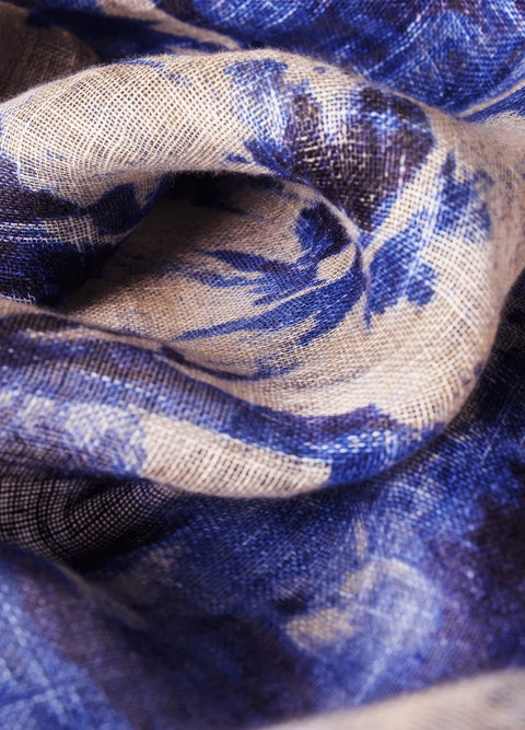 Powder Linen/Cotton Scarf - China Blue Blooms