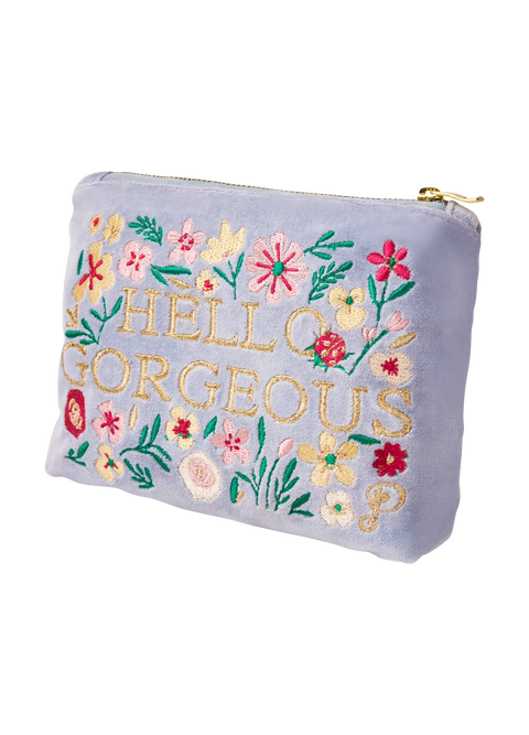 Powder Velvet Mini Pouch - Hello Gorgeous Denim Blue