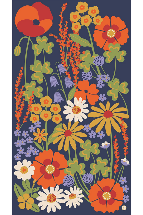 Powder Print Scarf - Nordic Meadow Blue