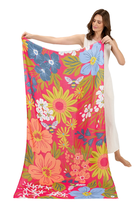 Powder Print Scarf - Hedgerow Honey Bees Pink