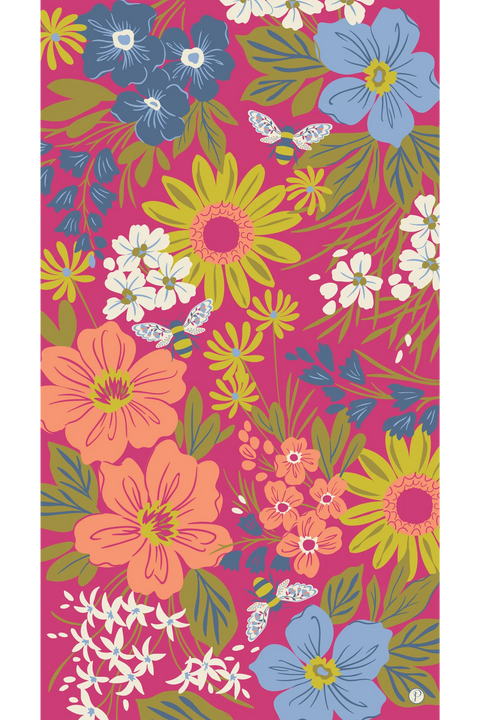 Powder Print Scarf - Hedgerow Honey Bees Pink