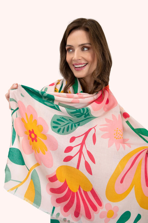 Powder Print Scarf - Pop Flower Posie Pink