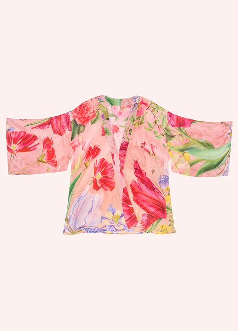 Powder Kimono Jacket - Floral Study Petal Pink