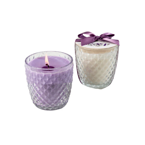 Sonoma Lavender Candle in Round Diamond Glass - Lilac Wax
