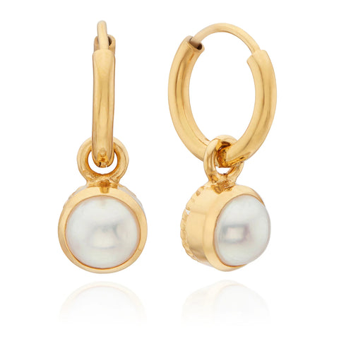 Anna Beck Pearl Charm Earrings - Gold