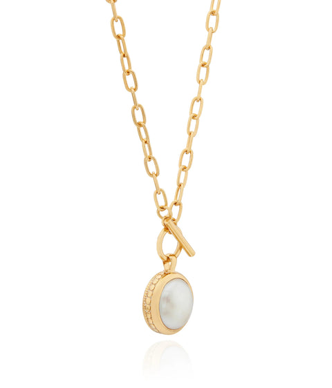 Anna Beck Coin Pearl Toggle Chain Necklace - Gold