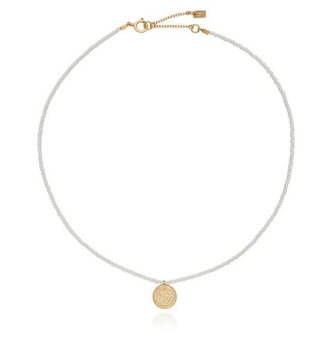 Anna Beck Delicate Beaded Pearl Circle Pendant Necklace - Gold