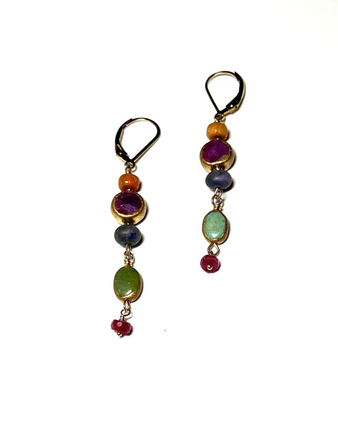 Riverstone Earrings with Turquoise in Two Colors