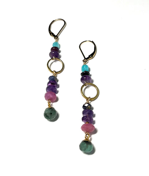 Riverstone Gold Amethyst Earrings