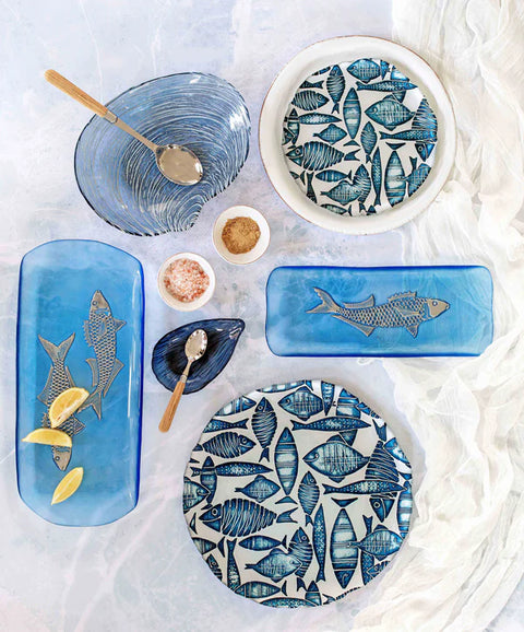 NEW Vietri Isola Glass Shallow Bowl