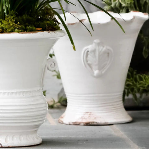 Vietri Rustic Garden White Medium Flair Planter