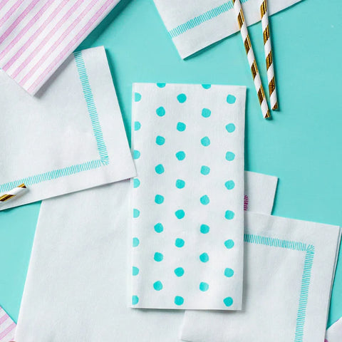 Vietri Papersoft Napkins Dot Aqua Guest Towels (Pack Of 20)