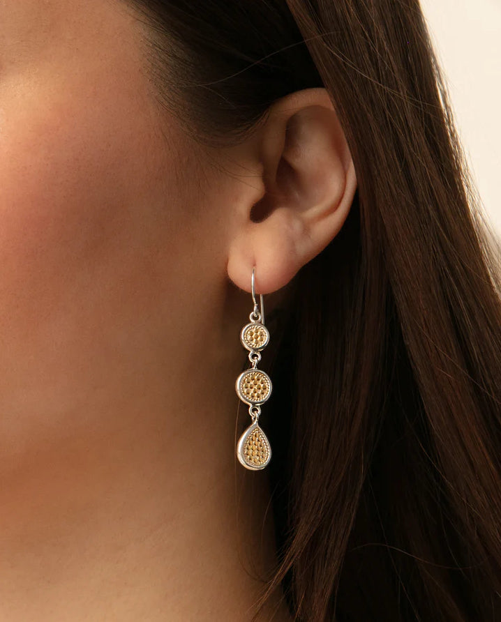 Anna Beck Classic Triple Drop Earrings Gold Silver Susan s Treasures