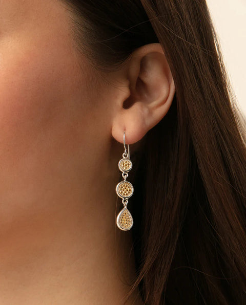 Anna Beck Classic Triple Drop Earrings - Gold & Silver