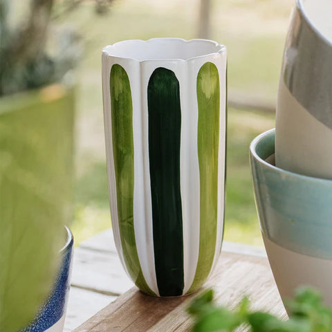 Vietri Viva Garden Green Tulip Tall Cachepot