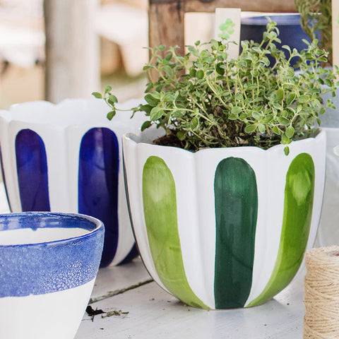 Vietri Viva Garden Green Tulip Large Cachepot