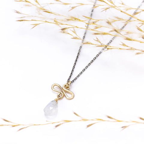 Laura J Moonstone Mini Serpent Necklace