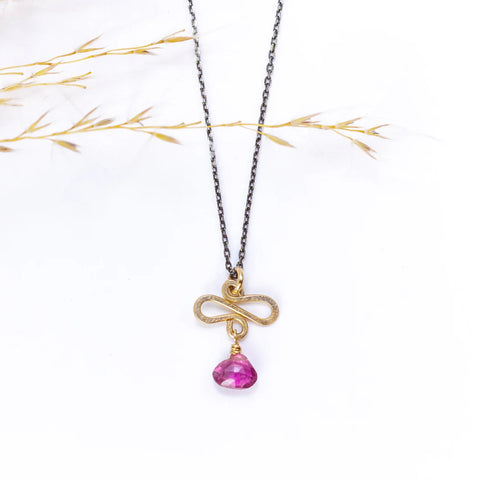 Laura J Tourmaline Mini Serpent Necklace