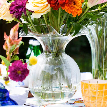 Vietri Hibiscus Meduim Fluted Vase Clear