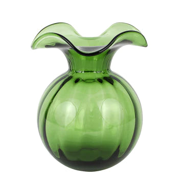 Vietri Hibiscus Glass Dark Green Medium Fluted Vase
