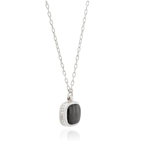 Anna Beck Small Hypersthene Cushion Pendant Necklace - Silver