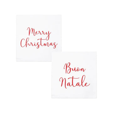 Vietri Papersoft Merry Christmas/Buon Natale Cocktail Napkins (Pack of 20)