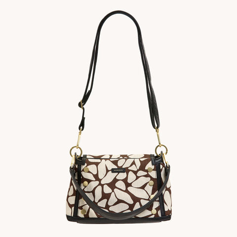 Hammitt Bryant Medium Giraffe/Brushed Gold Red Zip Crossbody/Shoulder Bag