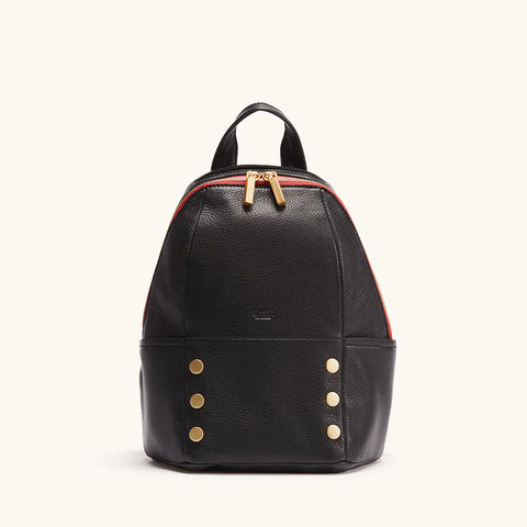 Hammitt Hunter Backpack Medium Black/Brushed Gold Red Zip