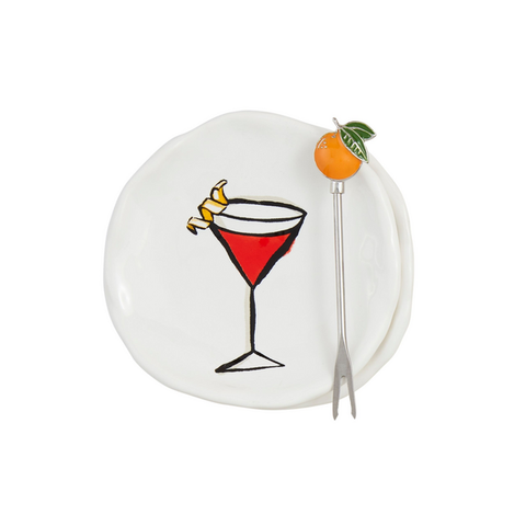 Mudpie Martini Tapas Plates and Fork Set