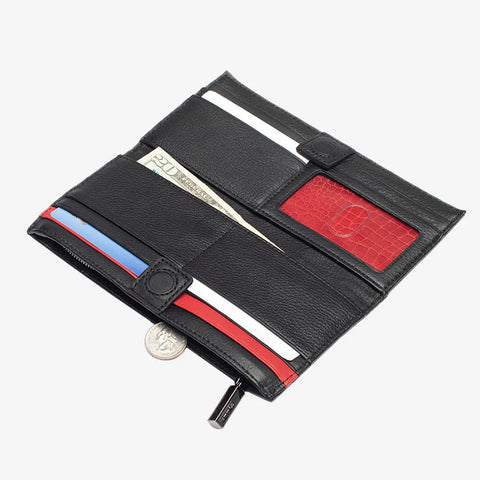 Hammitt 110 North Black Gunmetal Leather Bifold Wallet