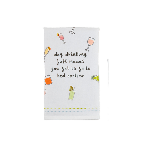 Mudpie Day Drinking Embroidered Towel