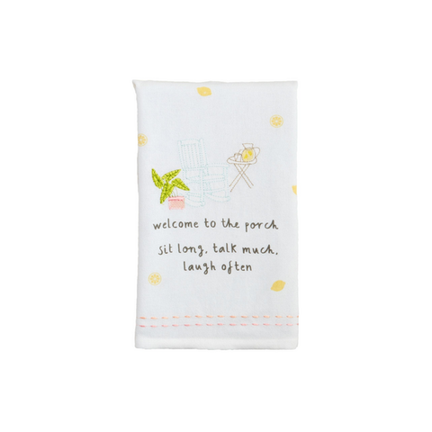 Mudpie Welcome to the Porch Embroidered Towel