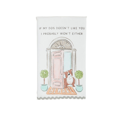 Mudpie Beware Dog Ric Rac Towel