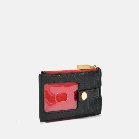 Hammitt 210 West Black Brushed Gold Red Zip Leather Wallet