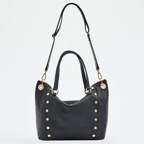 Hammitt Daniel Large Black Brushed Gold Red Zip Tote Bag