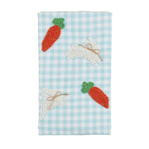 Mudpie Bunny and Carrot Beaded Towel