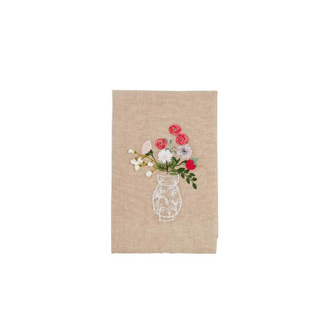 Mudpie Flowers in Vase Embroidered Towel
